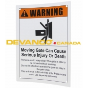 LiftMaster Gate Warning Sign Plastic English