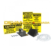 Wheel Chock Safety Pkg incl'd: pryamid chock wall bracket 15' chain 3/8" x 1 7/8" anchors (4) & 3/16" quick links (2)