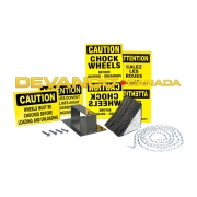 Wheel Chock Safety Pkg incl'd: laminated chock wall bracket 15' chain 3/8" x 1 7/8" anchors (4) & 3/16" quick links (2)