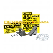 Wheel Chock Safety Pkg incl'd: laminated chock wall bracket 15' chain 3/8" x 1 7/8" anchors (4) & 3/16" quick links (2)