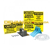 Wheel Chock Safety Pkg incl'd: cast ductile iron wall bracket 15' chain 3/8" x 1 7/8" anchors (4) & 3/16" quick links (2)
