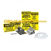 Wheel Chock Safety Pkg incl'd: alum. chock wall bracket 15' chain 3/8" x 1 7/8" anchors (4) & 3/16" quick links (2)