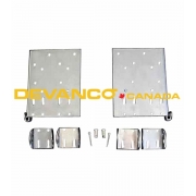 Stainless Steel Bottom Fixture 1-5/8"-2" Door 2-3" Track Double End Stile Sold per Pair  *Includes (1) Right and (1) Left Bracket (4) U-Brackets) (2) Clevis Pins (2) Cotter Pins*